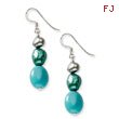 Sterling Silver Green Turquoise/Green Freshwater Cultured Pearl Earrings