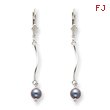 Sterling Silver Grey Cultured Pearl Leverback Earrings