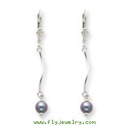 Sterling Silver Grey Cultured Pearl Leverback Earrings