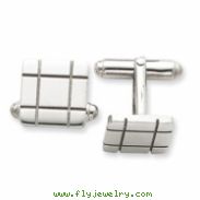 Sterling Silver Grooved Design Cuff Links