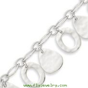 Sterling Silver Hammered Dangles Circle Bracelet