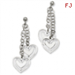 Sterling Silver Heart Ball Post Dangle Earrings