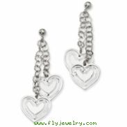 Sterling Silver Heart Ball Post Dangle Earrings