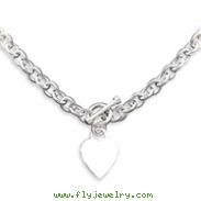 Sterling Silver Heart Fancy Link Toggle Necklace