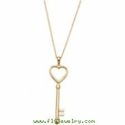 Sterling Silver Heart Key Pendant