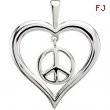 Sterling Silver Heart Peace Sign Pendant