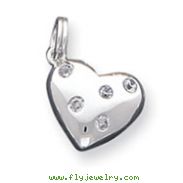 Sterling Silver Heart With CZ Charm