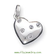 Sterling Silver Heart With CZ Charm