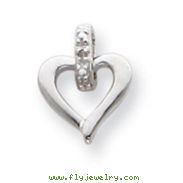 Sterling Silver Heart With Diamond Earrings