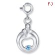 Sterling Silver Hearts Of Promise Created December Blue Zircon Birthstone Charm