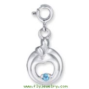Sterling Silver Hearts Of Promise Created December Blue Zircon Birthstone Charm