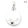 Sterling Silver Hope With Pink CZ Disc Charm