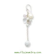 Sterling Silver Howlite, Crystal, Freshwater Cultured White Pearl Earrings