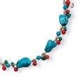 Sterling Silver Howlite, Turquoise, Red Coral Necklace