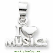 Sterling Silver I Love Music Pendant