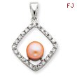 Sterling Silver Imitation Pearl And CZ Pendant