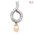 Sterling Silver Imitation Pearl And CZ Pendant