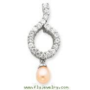 Sterling Silver Imitation Pearl And CZ Pendant