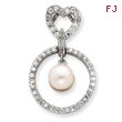 Sterling Silver Imitation Pearl And CZ Pendant