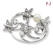 Sterling Silver Imitation Pearl and CZ Pin