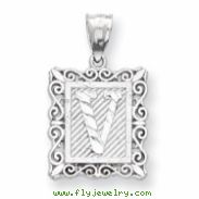 Sterling Silver Initial V Charm
