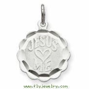 Sterling Silver Jesus Loves Me Disc Charm