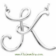 Sterling Silver K 16" Polished SCRIPT INITIAL NECKLACE