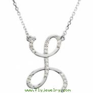 Sterling Silver L Diamond Necklace