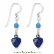 Sterling Silver Lapis/Blue Agate Antiqued Earrings