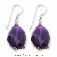 Sterling Silver Large Amethyst Stone Dangle Earrings