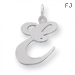 Sterling Silver Large Fancy Script Initial E Charm