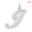 Sterling Silver Large Fancy Script Initial J Charm