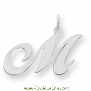 Sterling Silver Large Fancy Script Initial M Charm