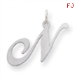 Sterling Silver Large Fancy Script Initial N Charm