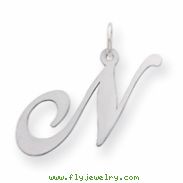 Sterling Silver Large Fancy Script Initial N Charm