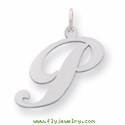 Sterling Silver Large Fancy Script Initial P Charm