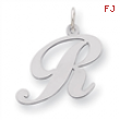 Sterling Silver Large Fancy Script Initial R Charm