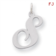 Sterling Silver Large Fancy Script Initial S Charm