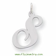 Sterling Silver Large Fancy Script Initial S Charm