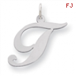 Sterling Silver Large Fancy Script Initial T Charm