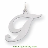 Sterling Silver Large Fancy Script Initial T Charm