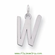 Sterling Silver Large Slanted Block Initial W Charm