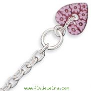 Sterling Silver Lavender Resin Heart Charm Bracelet