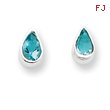 Sterling Silver Light Blue CZ Teardrop Earrings