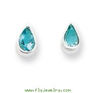 Sterling Silver Light Blue CZ Teardrop Earrings