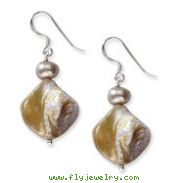 Sterling Silver Light Brown Mother Of Pearl & Fresh Water Cultured Pearl Earrings