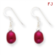 Sterling Silver Magenta Cultured Pearl Earrings