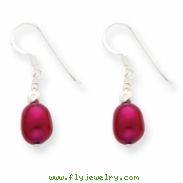 Sterling Silver Magenta Cultured Pearl Earrings