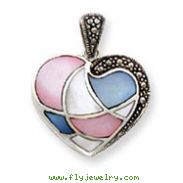 Sterling Silver Marcasite And Enameled Pendant
