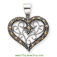 Sterling Silver Marcasite Heart Pendant